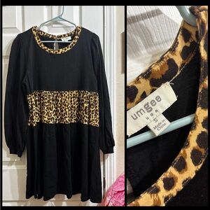 Umgee Black Dress with Leopard Pattern